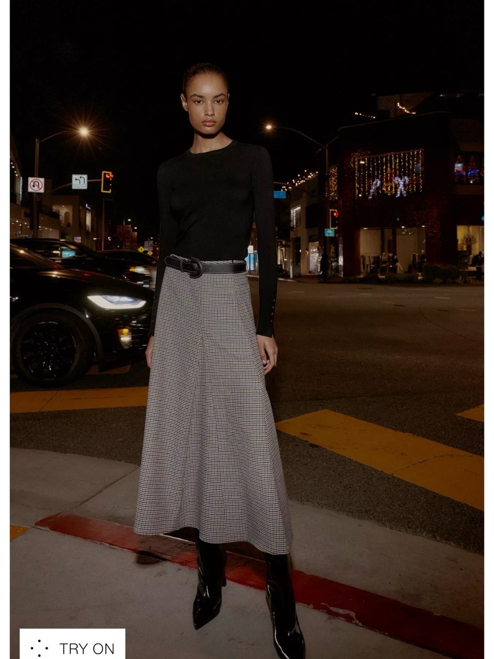 Zara- Plaid Midi Skirt with Belt - XS (Belt not pictured)